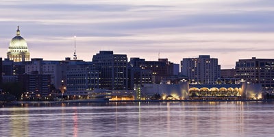 Panoramic view of beautiful Madison, Wisconsin during dusk